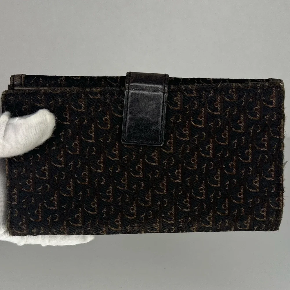 🖤Dior Brown/Black John Galliano Street Chic Oblique Monogram Logo Canvas Wallet